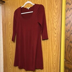 Charlotte Russe Red A-Line 3/4 Sleeve Dress